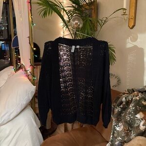 Caslon Black Open-Knit Cardigan